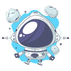 Baby spaceman fly with meteorites © BabyKer