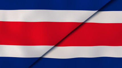 The flags of Costa Rica and Costa Rica. News, reportage, business background. 3d illustration