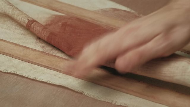 Ceramist work in the workshop.