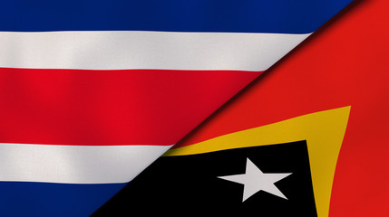 The flags of Costa Rica and East Timor. News, reportage, business background. 3d illustration