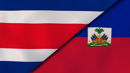 The flags of Costa Rica and Haiti. News, reportage, business background. 3d illustration