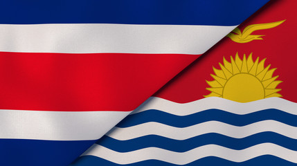 The flags of Costa Rica and Kiribati. News, reportage, business background. 3d illustration