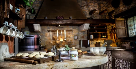 Foto op Canvas Preparazione impasto fatto in casa, cucina italiana, lievitazione naturale © Lorenzo