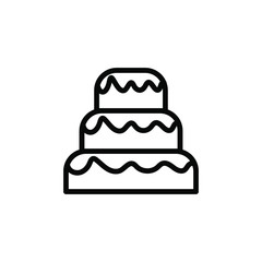 Cake Icon Logo template Design Emblem Isolated , Anniversary Birthday Logo Design Food Bakery Party Love , Outline Solid Background White

