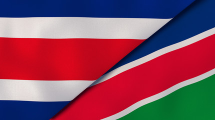 The flags of Costa Rica and Namibia. News, reportage, business background. 3d illustration