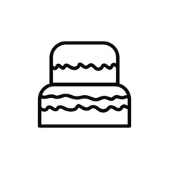 Cake Icon Logo template Design Emblem Isolated , Anniversary Birthday Logo Design Food Bakery Party Love , Outline Solid Background White
