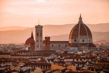 Fototapeta na wymiar Aerial view of Florence at sunset
