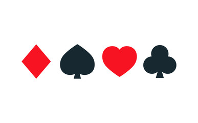 Suit of playing cards. Vector illustration symbols isolated on white background