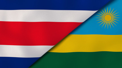 Obraz premium The flags of Costa Rica and Rwanda. News, reportage, business background. 3d illustration