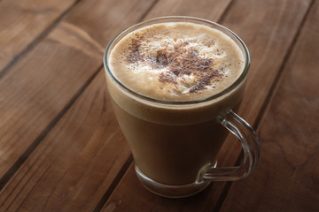 Cappuccino with cinnamon - top view