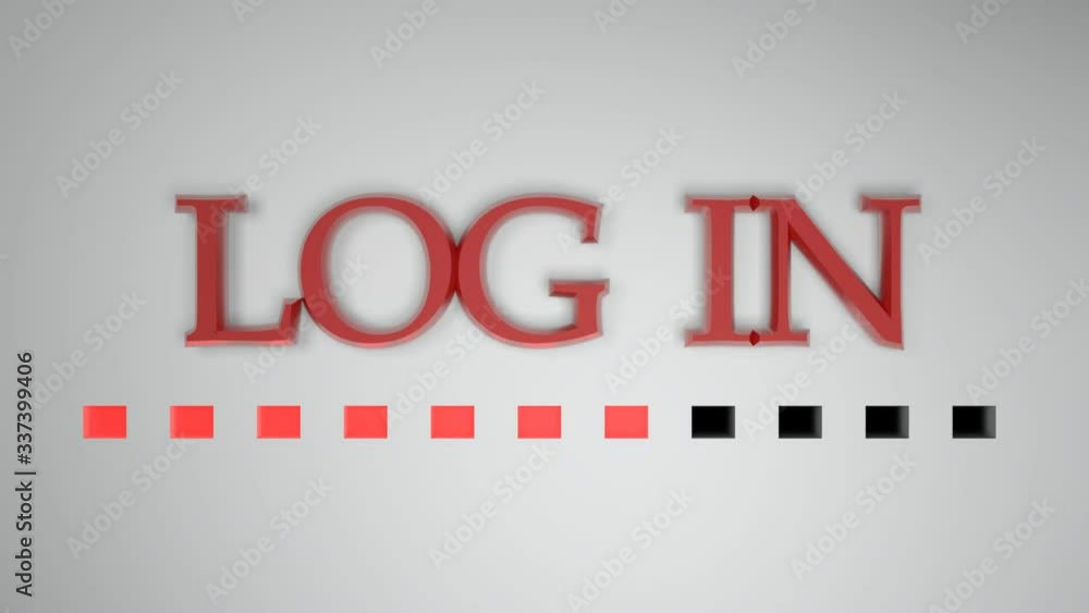 Poster the write log in, on white background, with a red dotted progression bar growing up in time - 3d ren