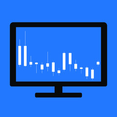 computer monitor with graph of trading or investment