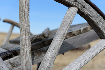 old wooden spoked wheel