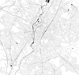 map of the city of Leicester, Leicestershire, East Midlands, England, UK