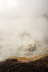 Fototapeta na wymiar Bubbling water in the hot springs of the Mud Volcano area of Yellowstone National Park