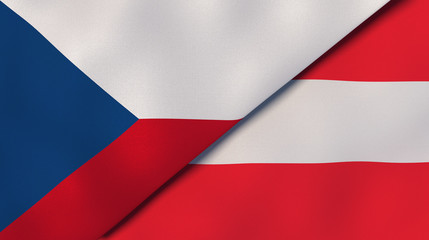 The flags of Czech Republic and Austria. News, reportage, business background. 3d illustration