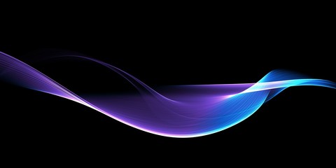 Abstract wave lines pattern dynamic colorful light flowing isolated on black background