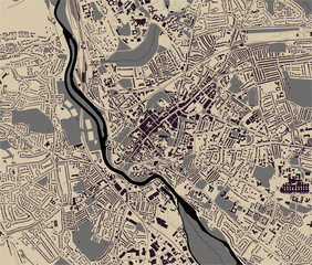 map of the city of Exeter, Devon, South West England, England, UK