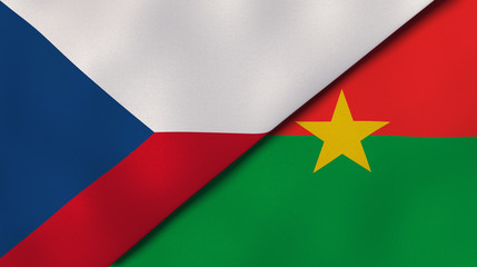 The flags of Czech Republic and Burkina Faso. News, reportage, business background. 3d illustration