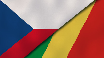 The flags of Czech Republic and Congo. News, reportage, business background. 3d illustration