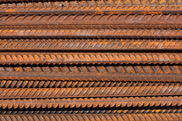 Rusty fittings. Steel bars. Rust. Construction material