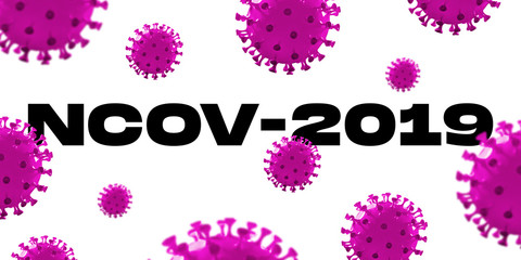 Model of COVID-19 in word nCOV-2019 on white background, concept of pandemic spreading, virus 2020, medicine, healthcare. Worldwide epidemic, quarantine and isolation, protection. Copyspace.