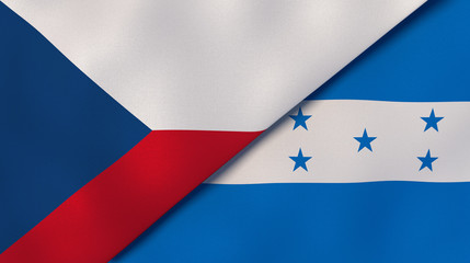 The flags of Czech Republic and Honduras. News, reportage, business background. 3d illustration