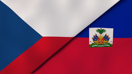 The flags of Czech Republic and Haiti. News, reportage, business background. 3d illustration