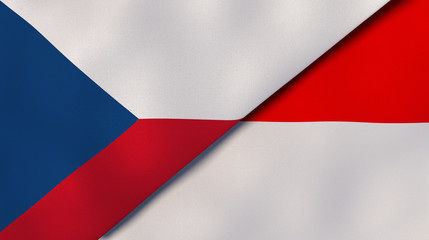 The flags of Czech Republic and Indonesia. News, reportage, business background. 3d illustration