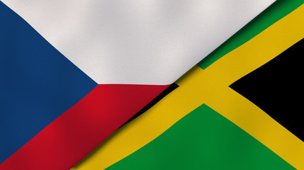 The flags of Czech Republic and Jamaica. News, reportage, business background. 3d illustration