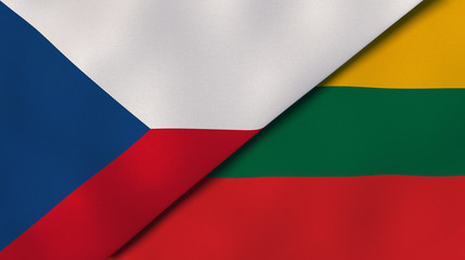 The flags of Czech Republic and Lithuania. News, reportage, business background. 3d illustration