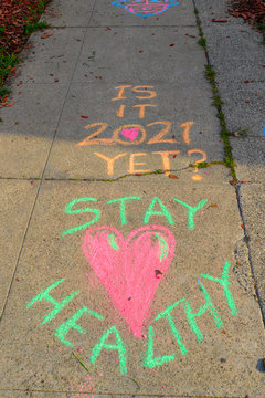 COVID-19 Sidewalk Chalk Art - Stay Healthy!