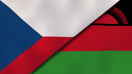 The flags of Czech Republic and Malawi. News, reportage, business background. 3d illustration