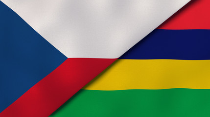 Fototapeta premium The flags of Czech Republic and Mauritius. News, reportage, business background. 3d illustration