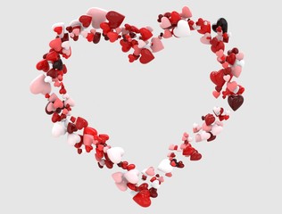 Little hearts form a heart shaped frame