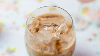 Creative Cooking at home Korean coffee dalgona that is becoming popular bright color.