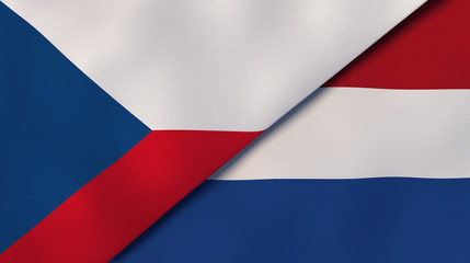 The flags of Czech Republic and Netherlands. News, reportage, business background. 3d illustration