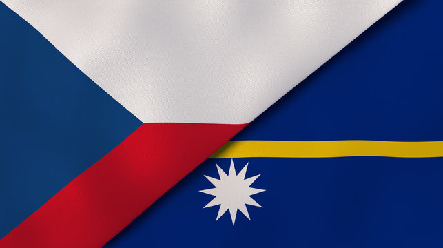 The flags of Czech Republic and Nauru. News, reportage, business background. 3d illustration