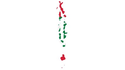 Maldives  map with flag texture on  white background, illustration,textured , Symbols of Maldives,for advertising ,promote, TV commercial, ads, web design, magazine, news paper, report