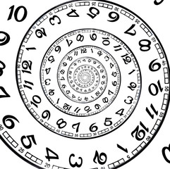 Swirled watch face. Infinite time concept. Droste effect