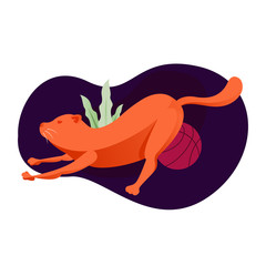 vector Illustration Cute Orange Cat