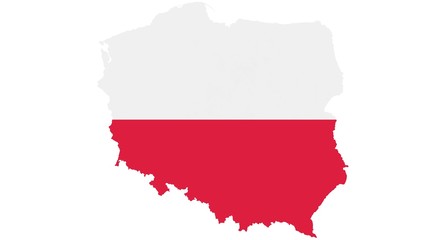 Poland  map with flag texture on  white background, illustration,textured , Symbols of Poland ,for advertising ,promote, TV commercial, ads, web design, magazine, news paper, report