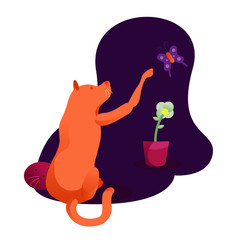 vector Illustration Cute Orange Cat