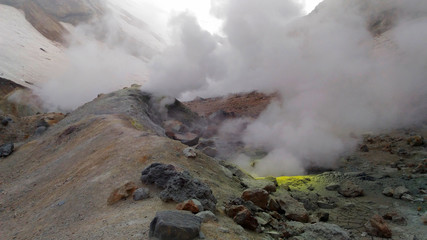 Mutnovsky volcano in Russia in Kamchatka