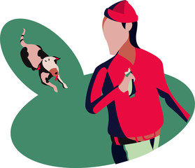 people are playing with pet vector illustration