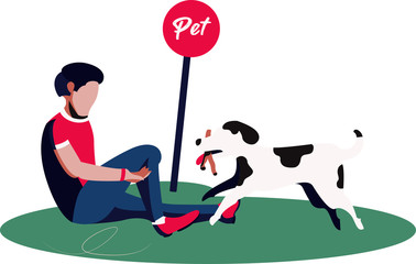 people are playing with pet vector illustration