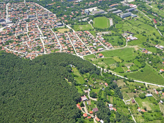 Aerial view of Sopot in Rose Valley in Bulgaria	