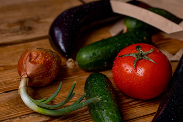 vegetables on a wooden board