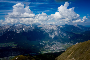 View from the Rietzer Grie&szlig;kogel with Telfs and the Hohe Munde