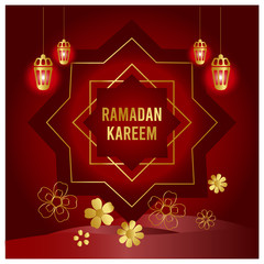 Ramadan  Kareem 2020 1441.red card Islamic design background